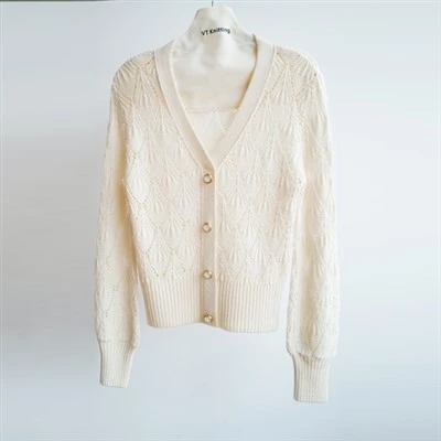 Áo len cardigan hở mũi bằng len Merino