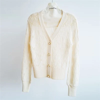 Áo len cardigan cotton trắng